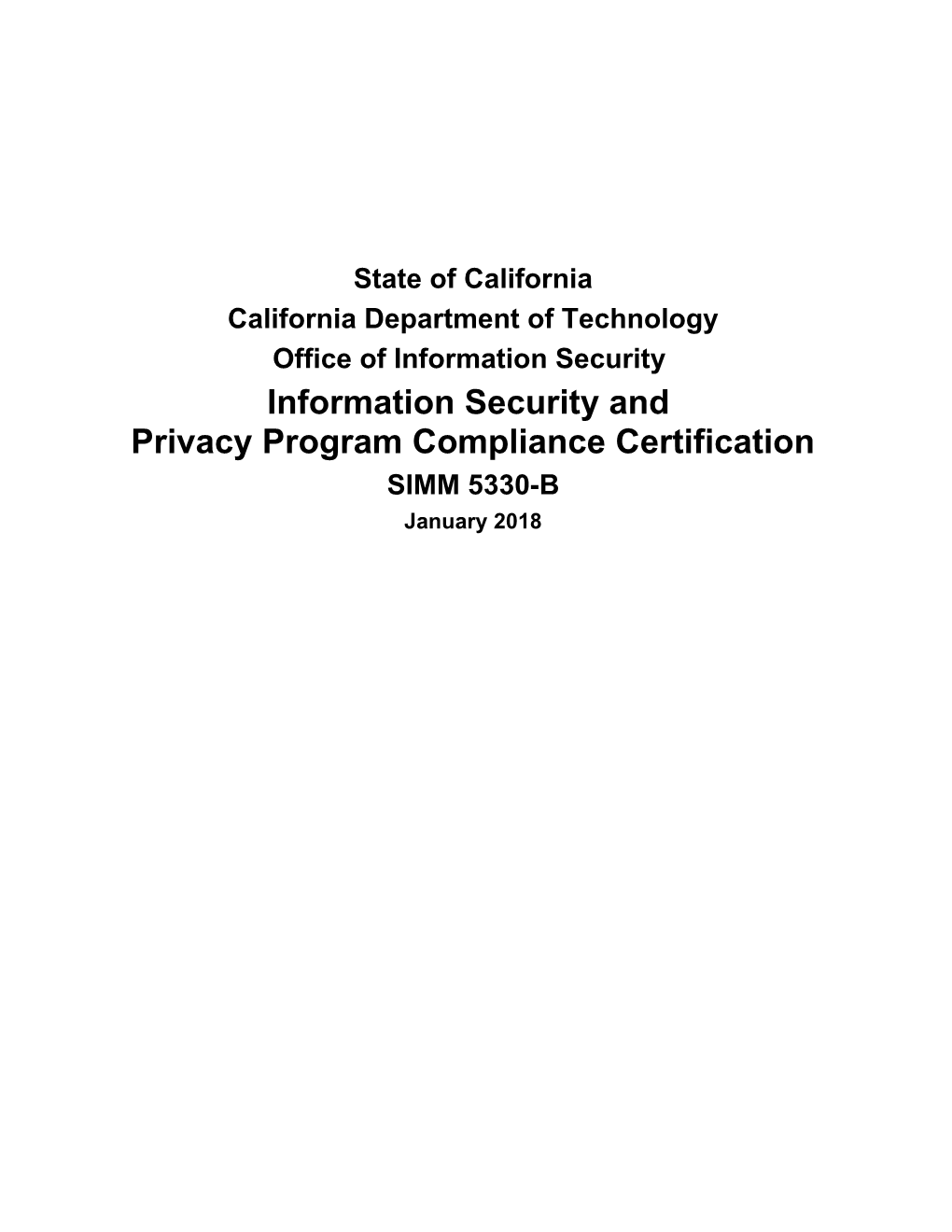 SIMM 5330-B Information Security and Privacy Program Compliance Certification