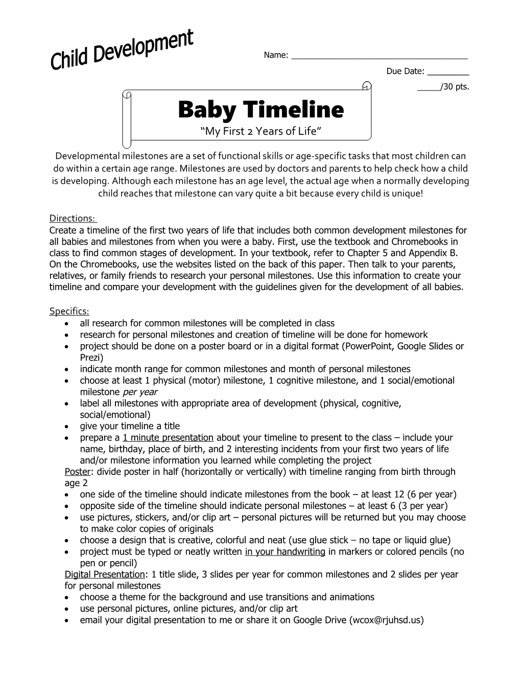 Baby Timeline