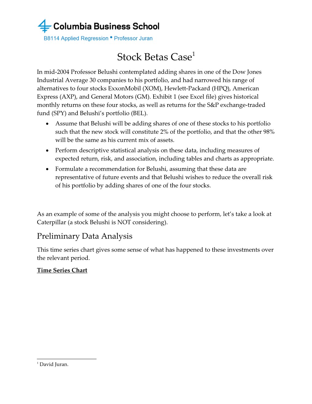Stock Betas Case 1