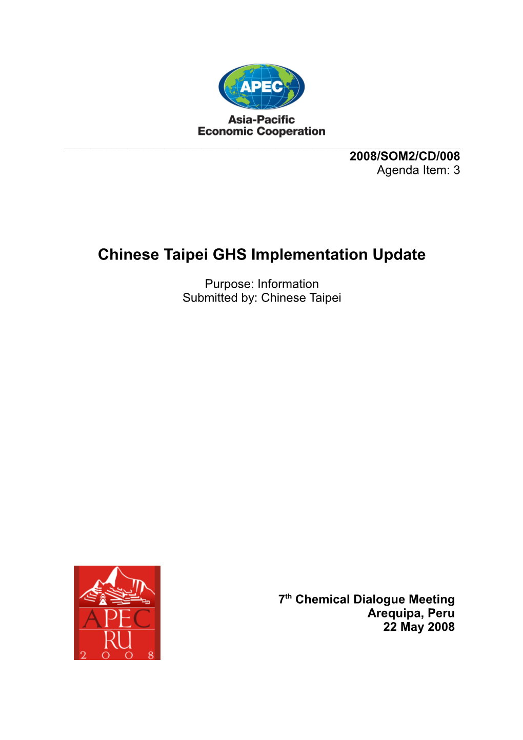 Chinese Taipei - Ghs Implementation Update and Position Paper