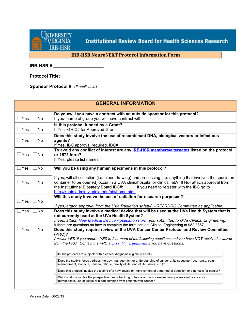 IRB-HSR Neuronext Protocol Information Form