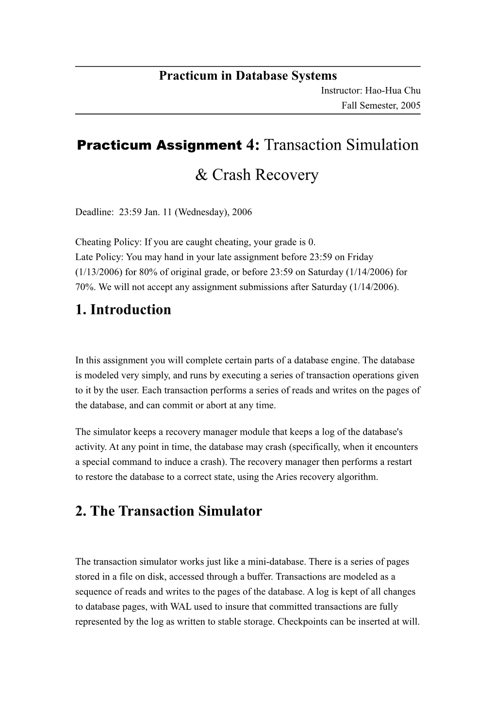 Practicum in Database Systems