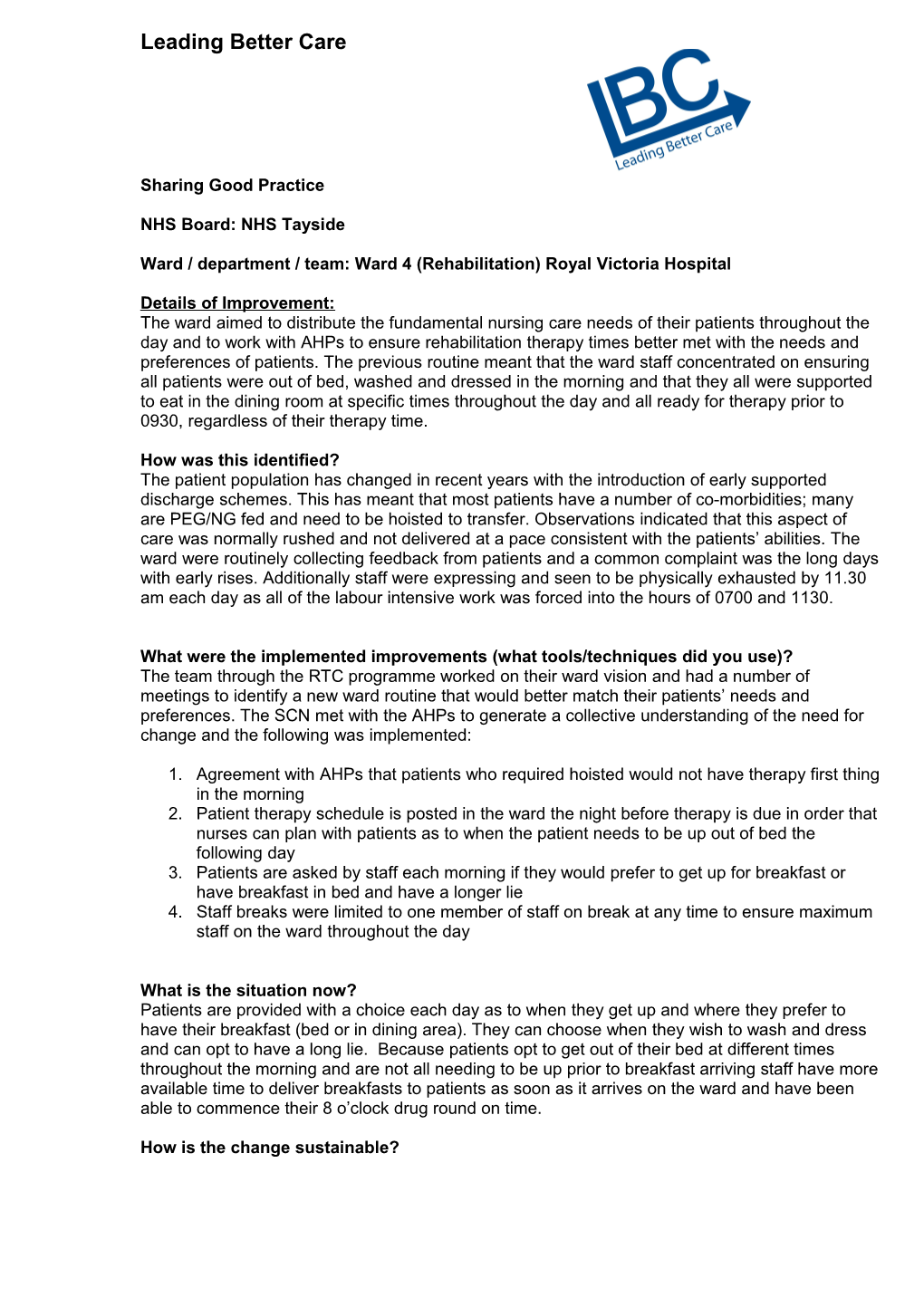 NHS Board: NHS Tayside