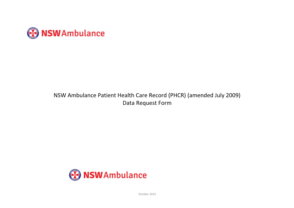 NSW Ambulance PHCR Data Request Form