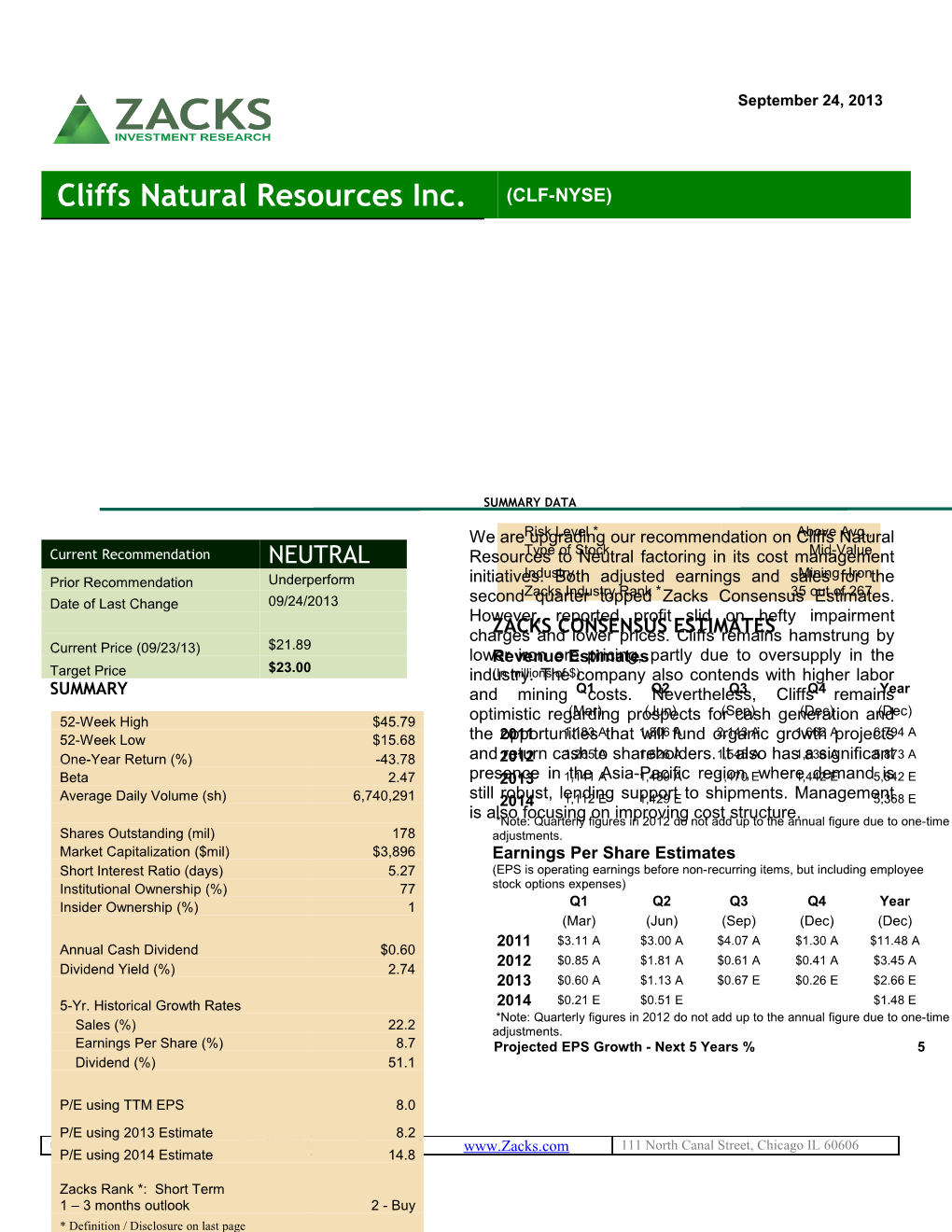 Cliffs Natural Resources Inc