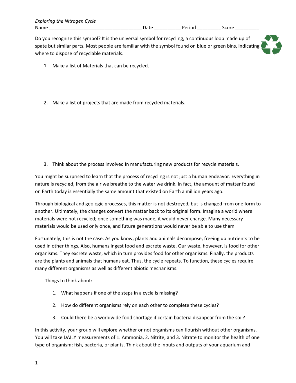 Exploring the Nitrogen Cycle