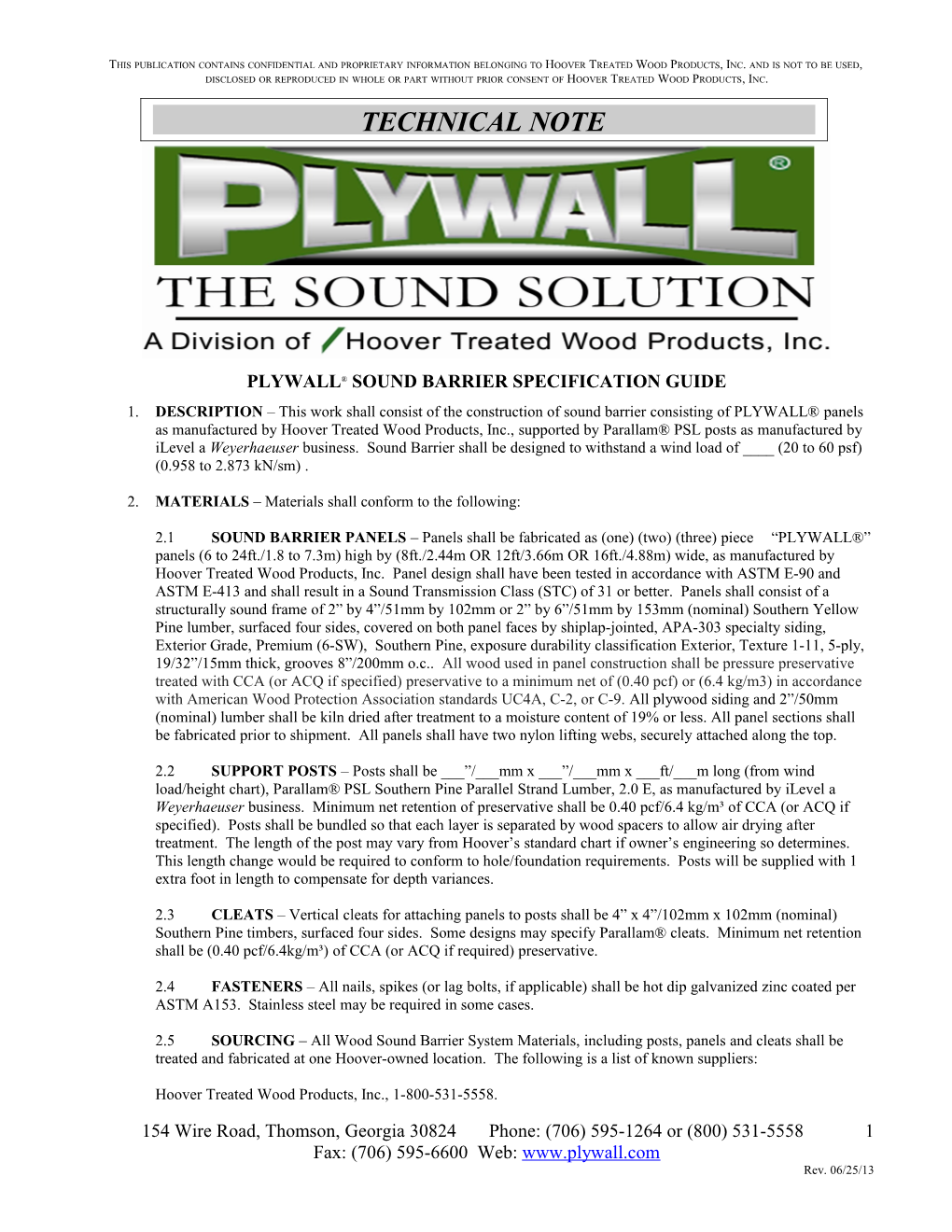 Plywall Sound Barrier Specification Guide