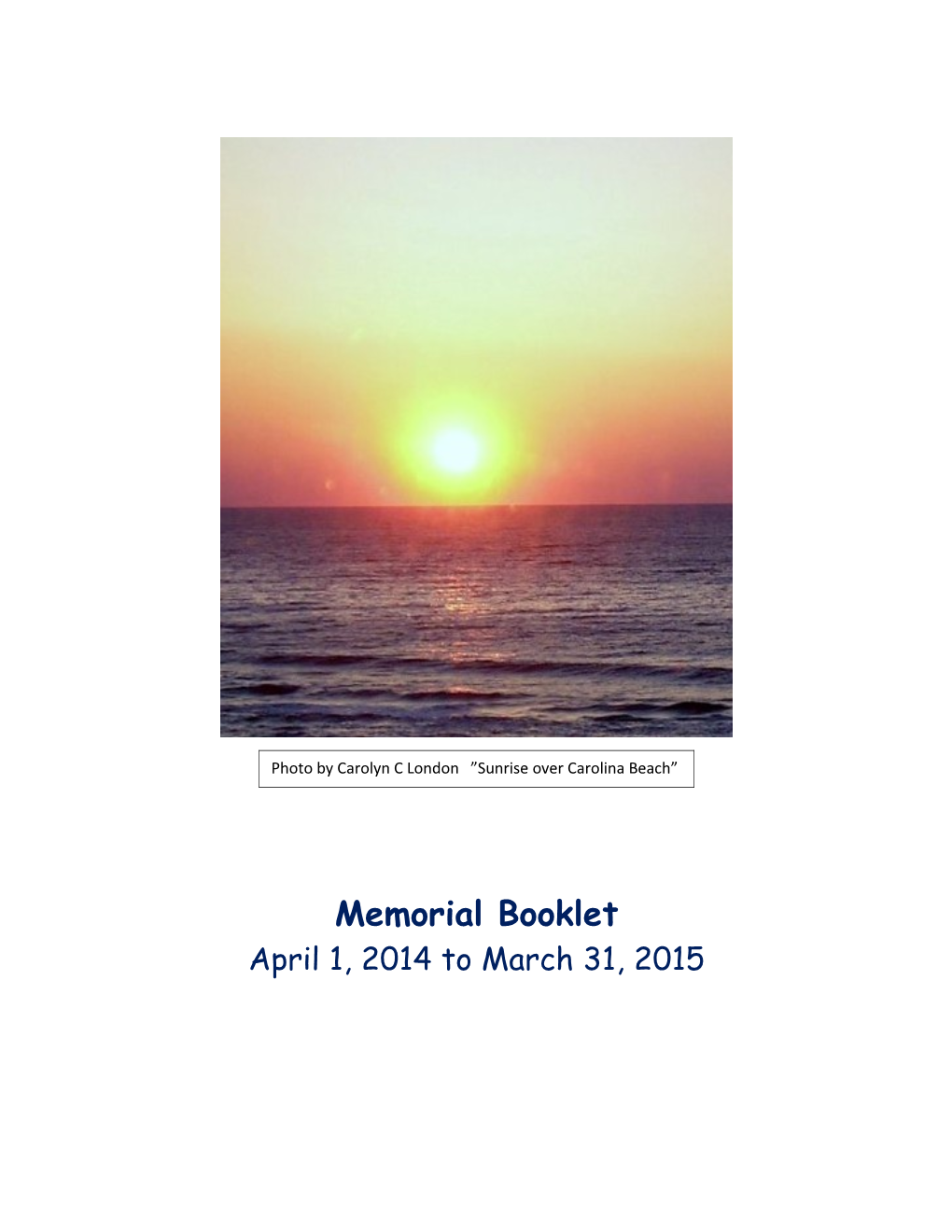 Memorial Booklet