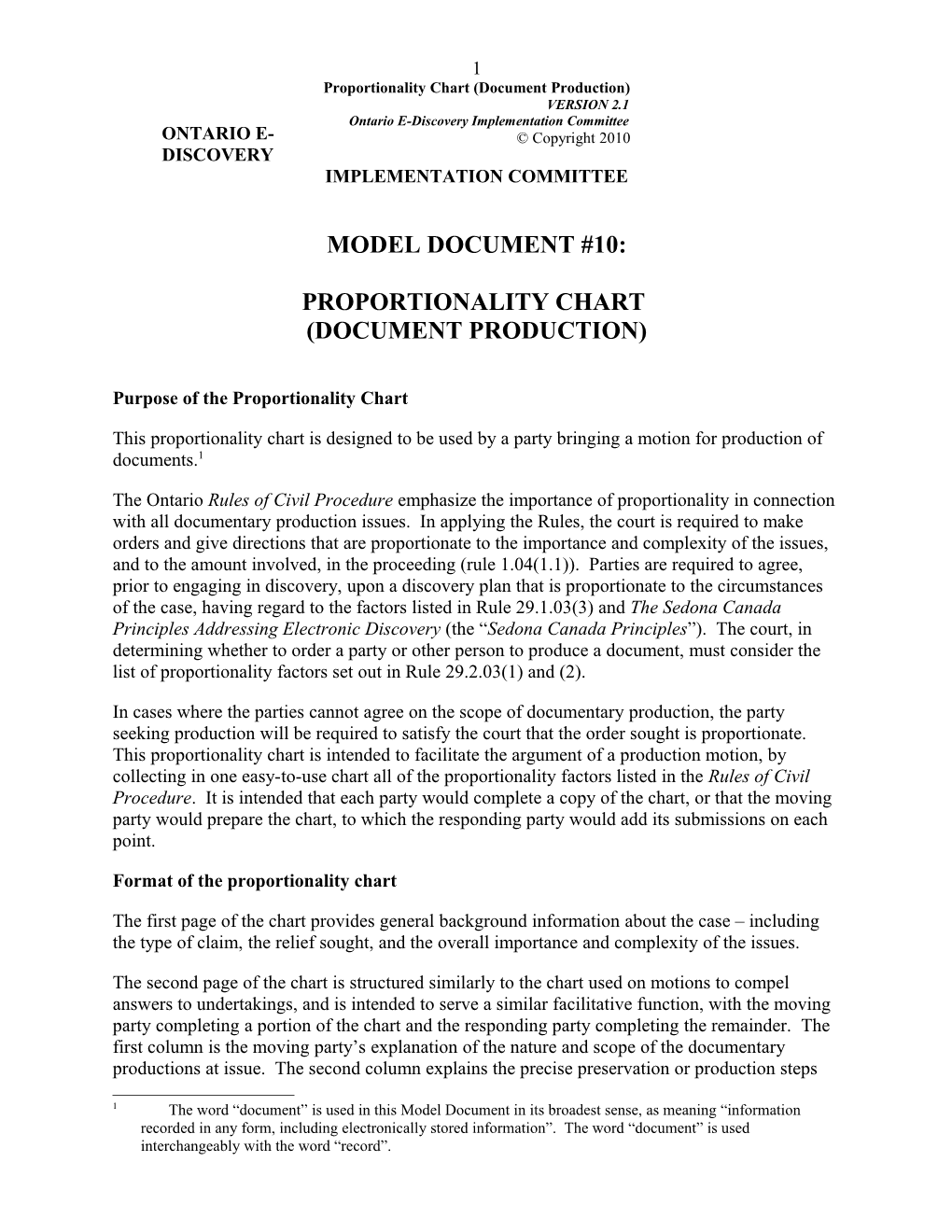 Proportionality Chart (Document Production)