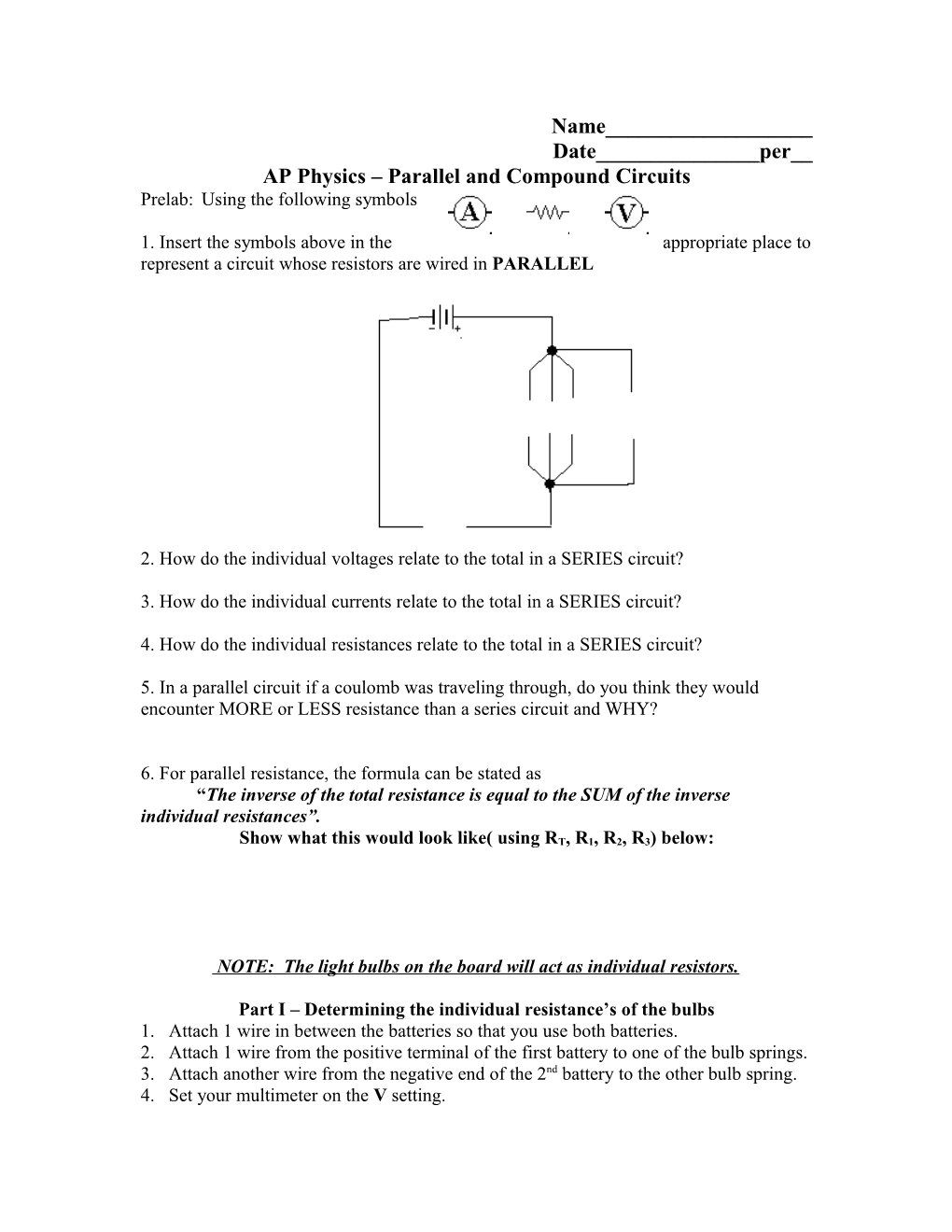 AP Physics Parallel and Compound Circuits