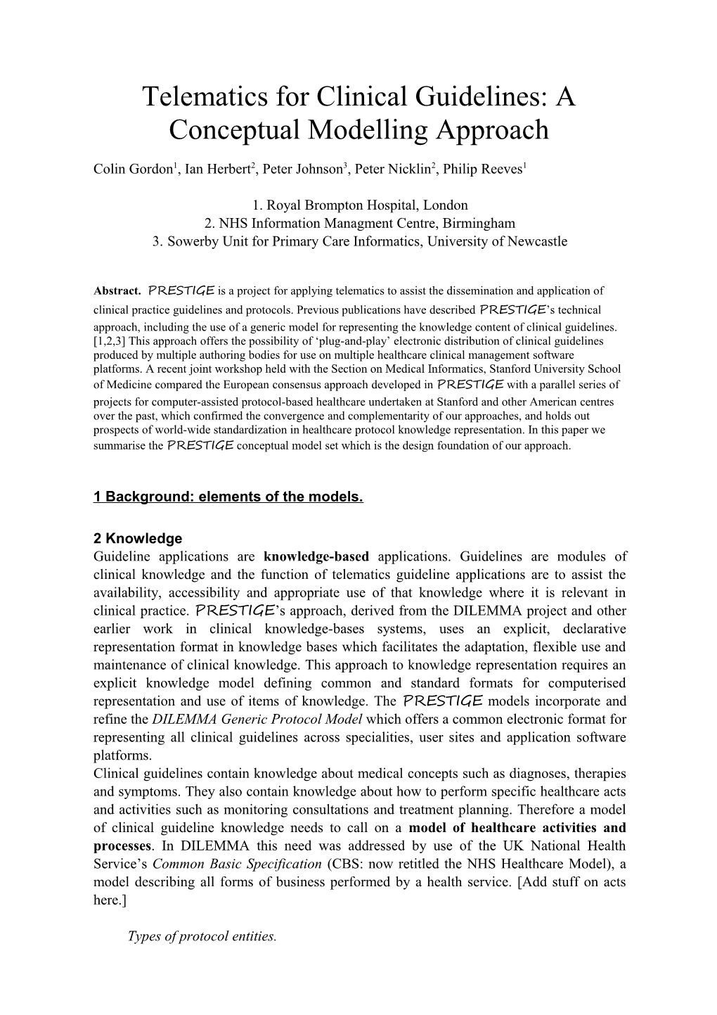 Telematics for Clinical Guidelines: a Conceptual Modelling Approach