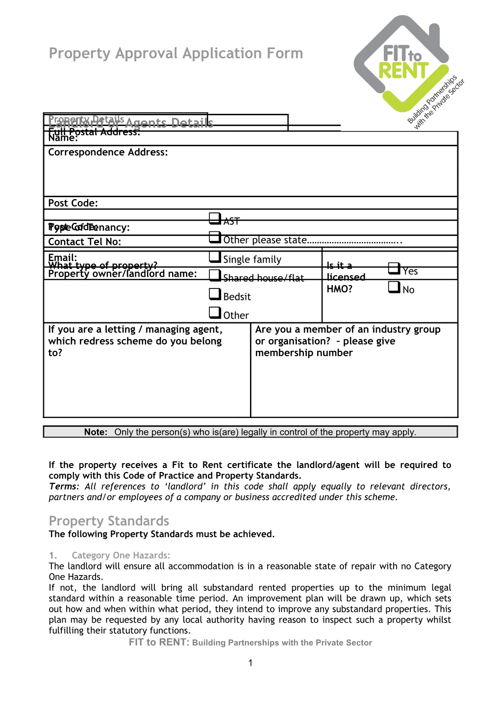 Property Approval Application Form