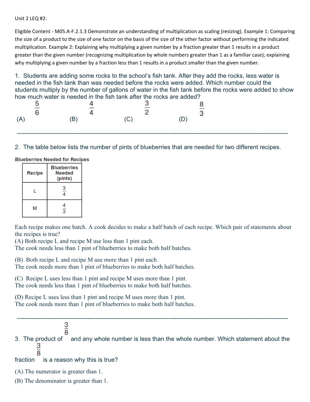 Eligible Content - M05.A-F.2.1.3 Demonstrate an Understanding of Multiplication As Scaling