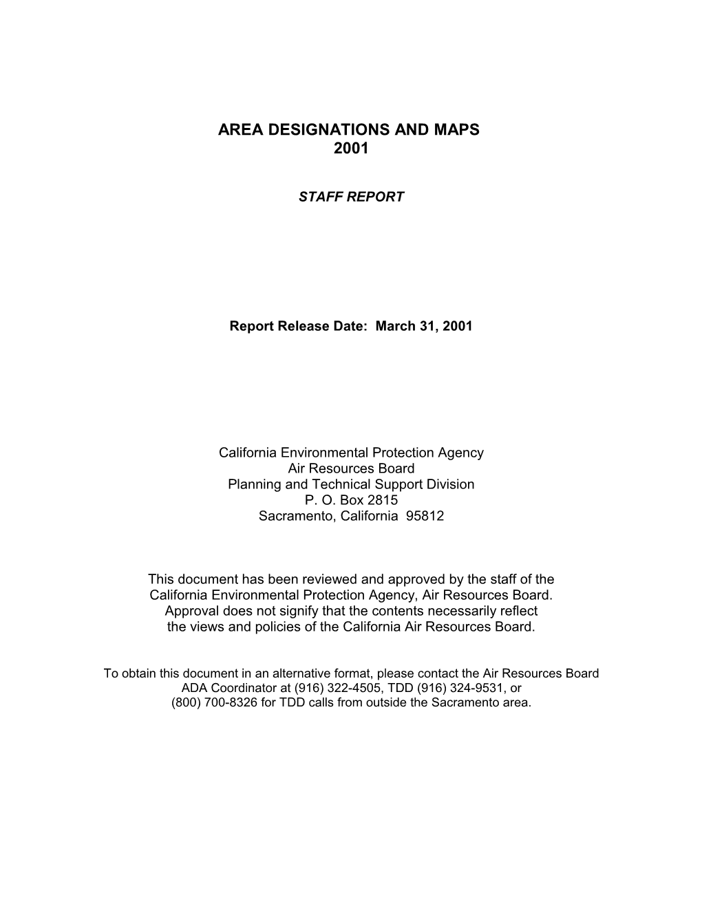 Area Designations and Maps