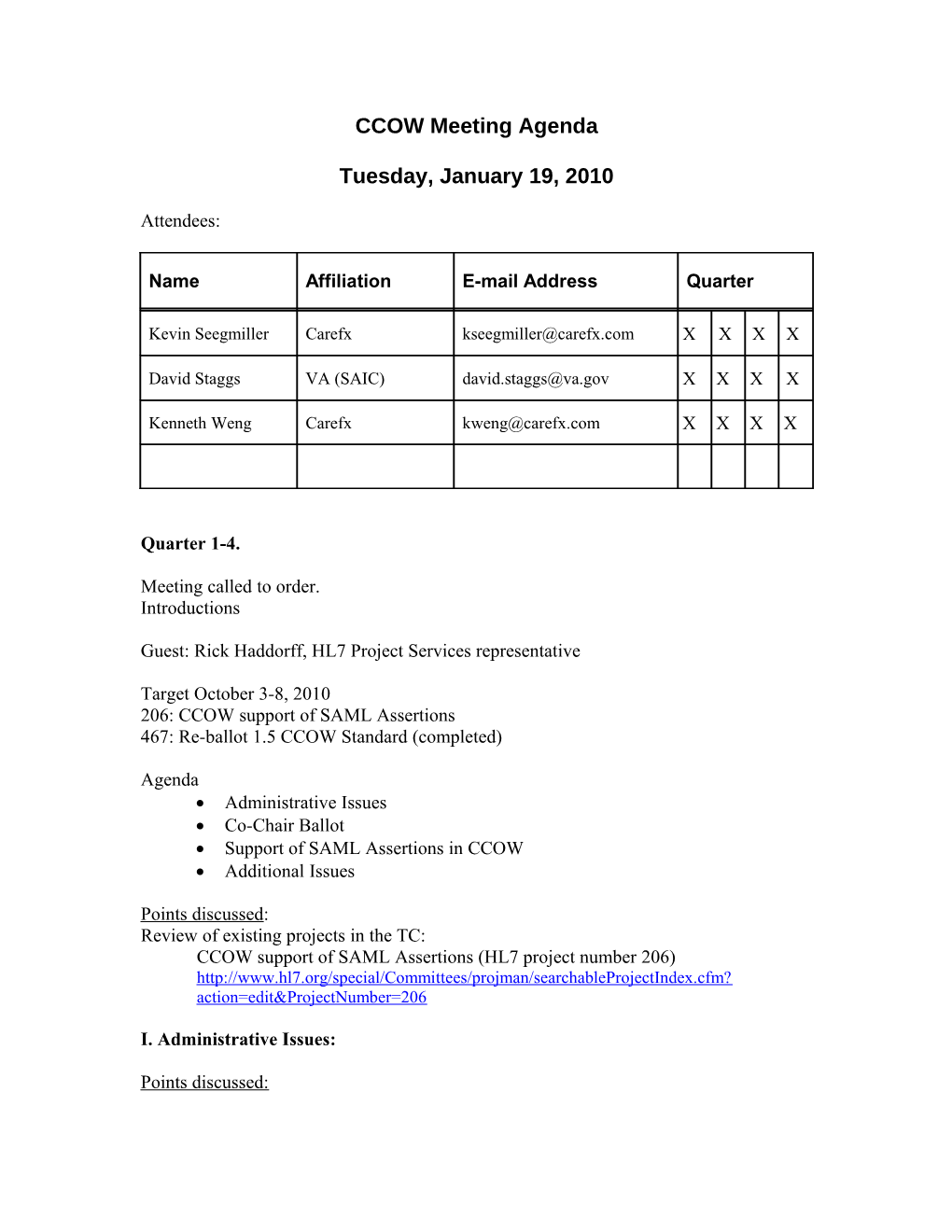 CCOW Meetingagenda