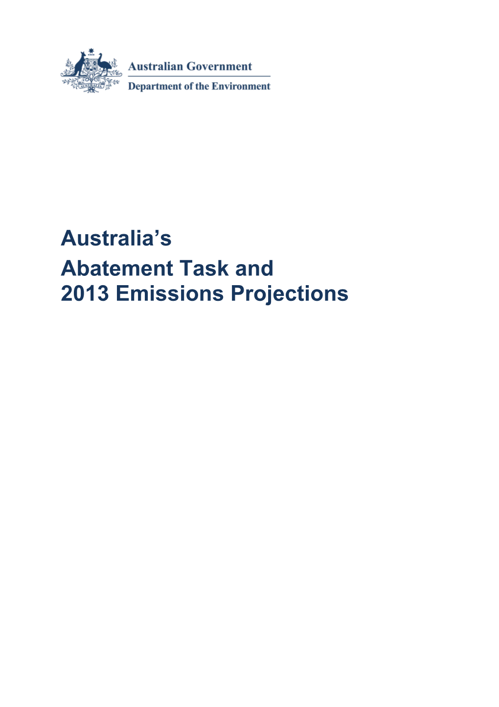 Australia S Abatement Task and 2013 Emissions Projections