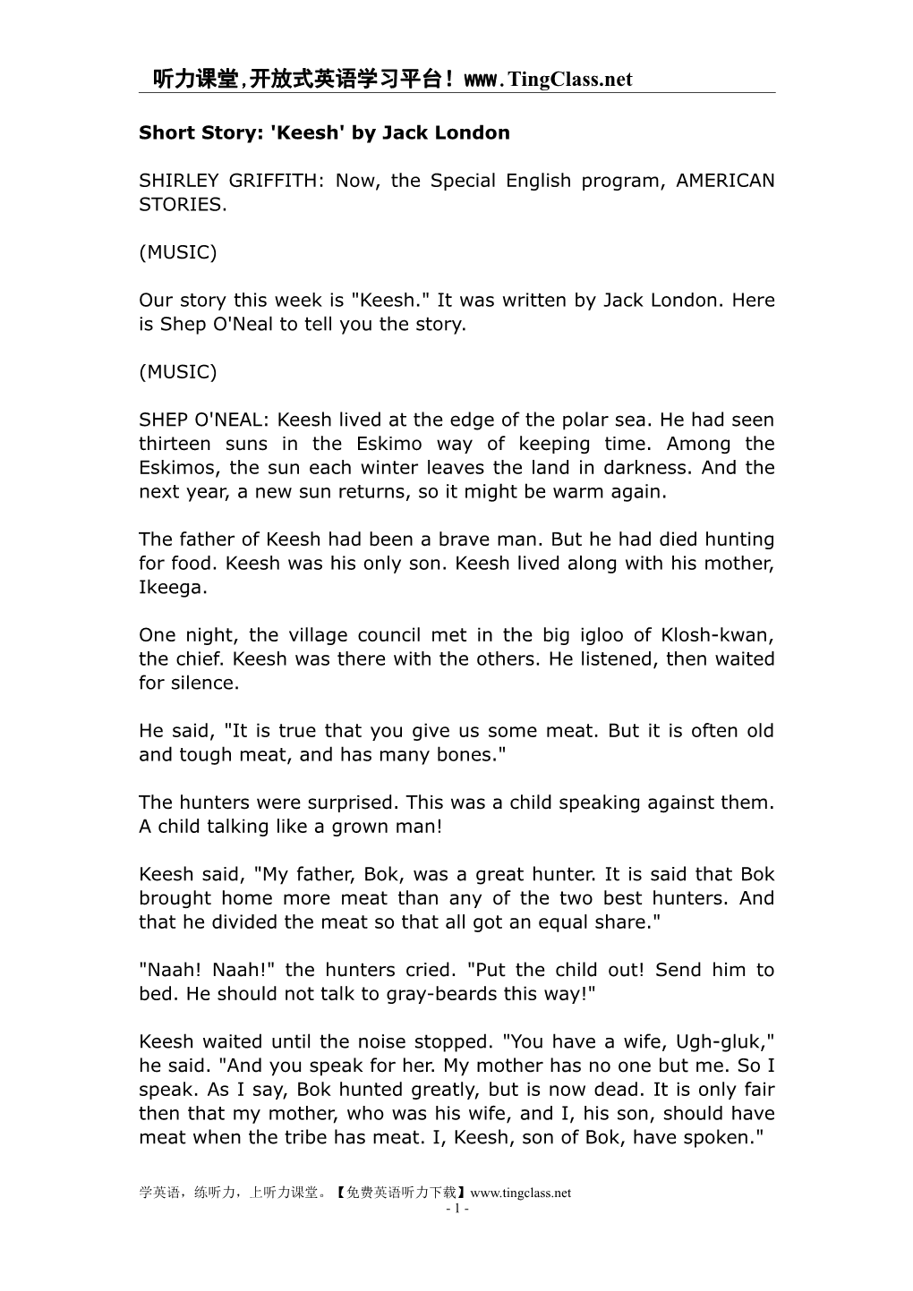 Short Story: 'Keesh' by Jack London