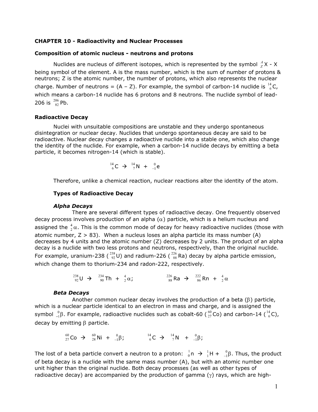 CHAPTER 18 - Radioactivity and Nuclear Energy