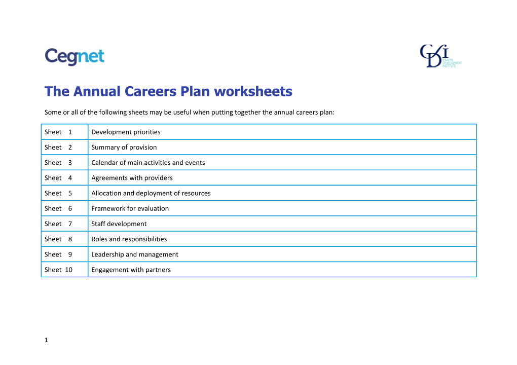 The Annual Careers Plan Worksheets
