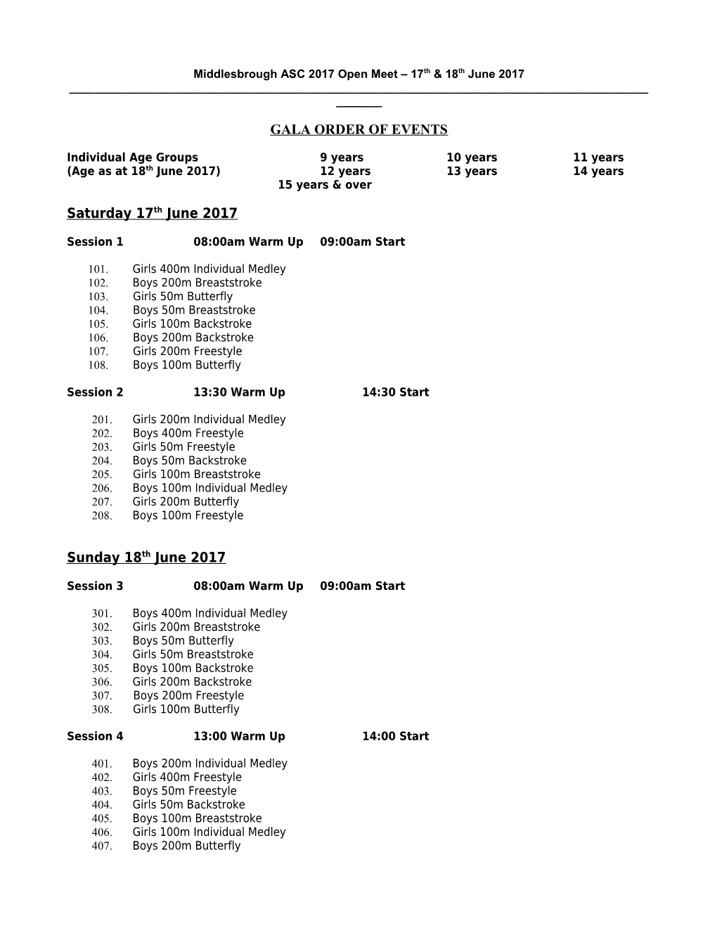 Gala Order of Events