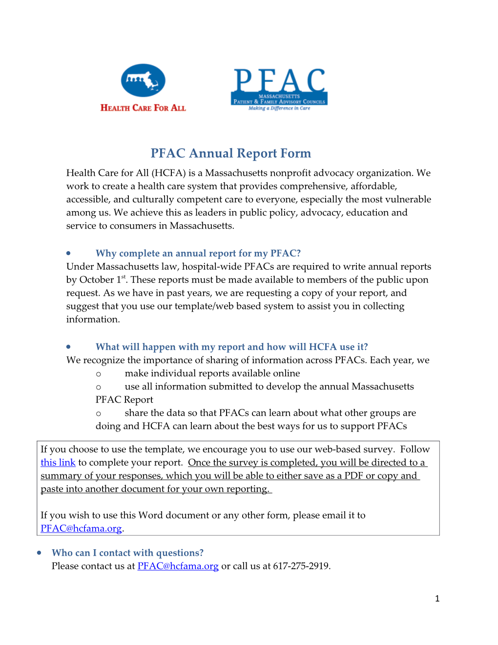 PFAC Annual Report Form