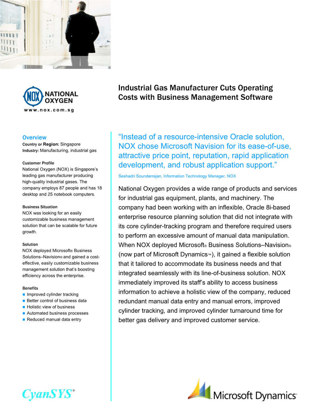Industrial Gas Manufacturer Reduces Operating Costs with Business Management Software