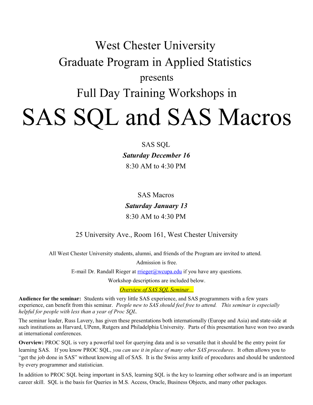 Graduate Program in Applied Statistics