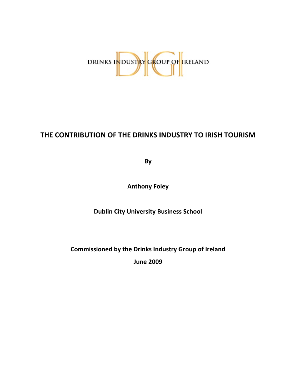 The Contribution of the Drinks Industry to Irish Tourism