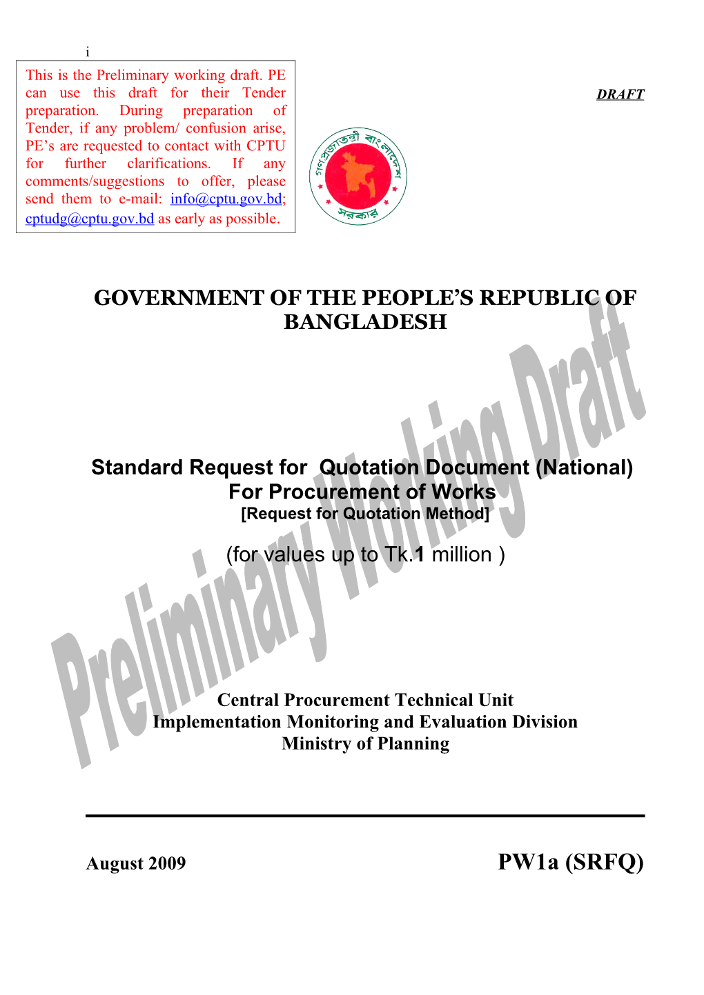 Standard Request for Quotation Document (National)