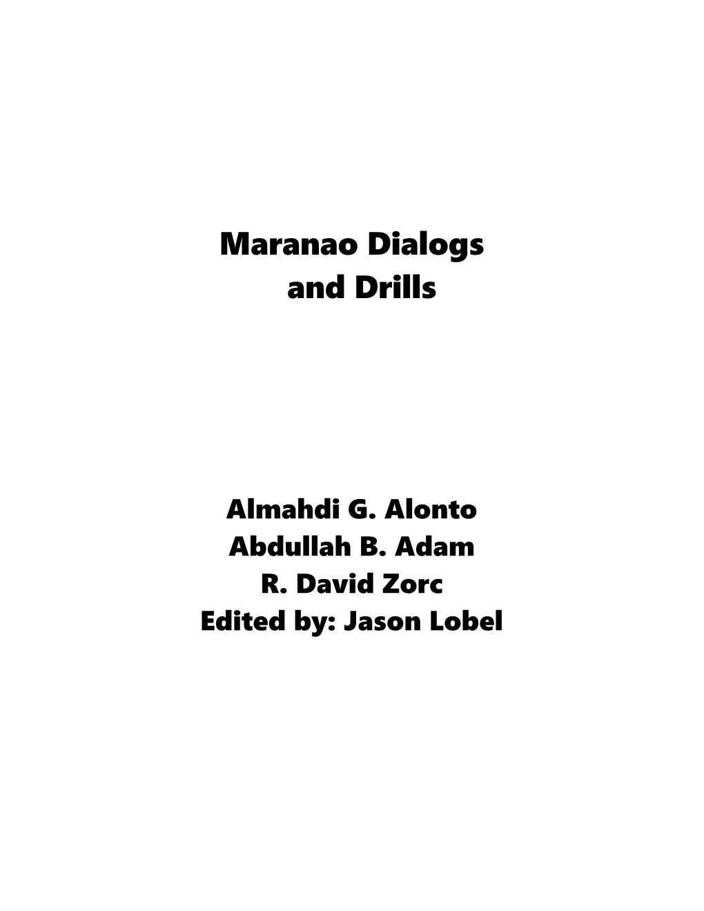 Maranao Dialogs and Drills