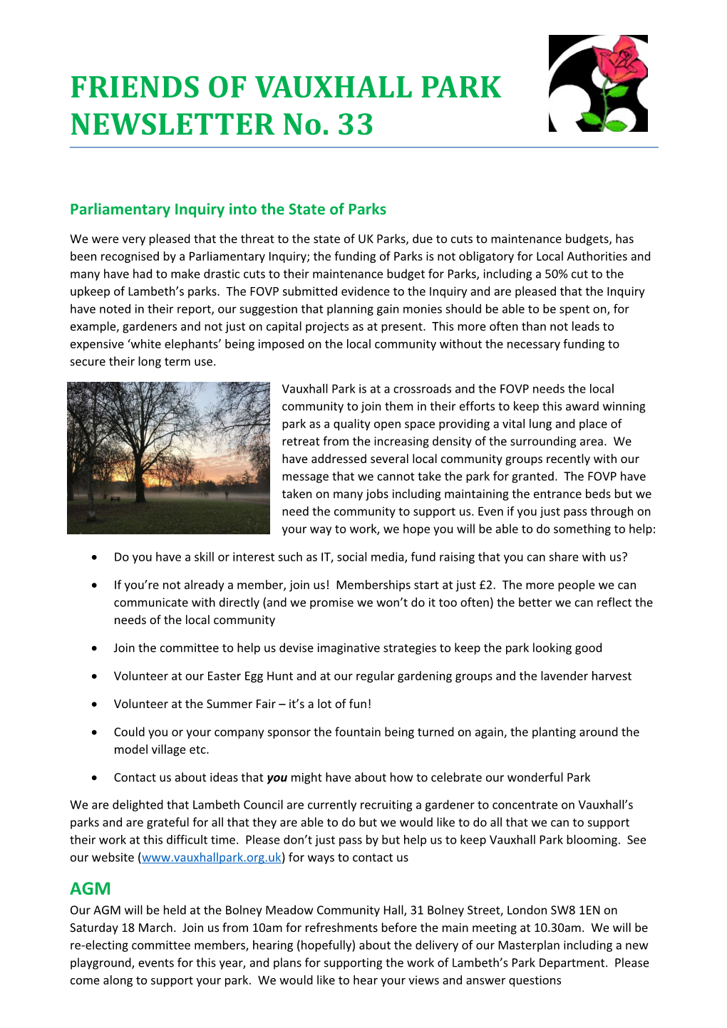 Parliamentary Inquiry Into the State of Parks