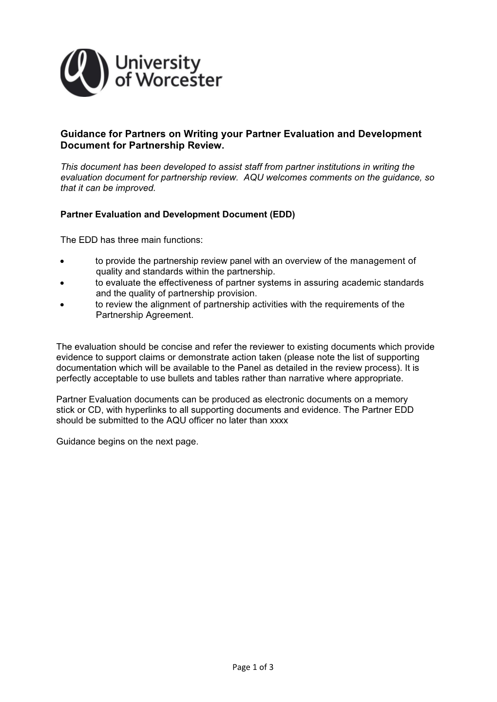 Guidance for Partnerson Writingyourpartner Evaluation and Development Document for Partnership
