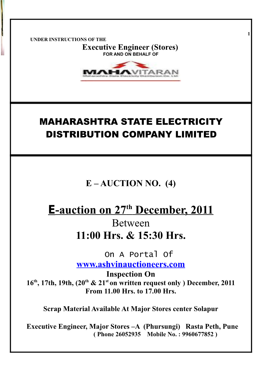 Maharashtra State Electricity Distribution Company Limited