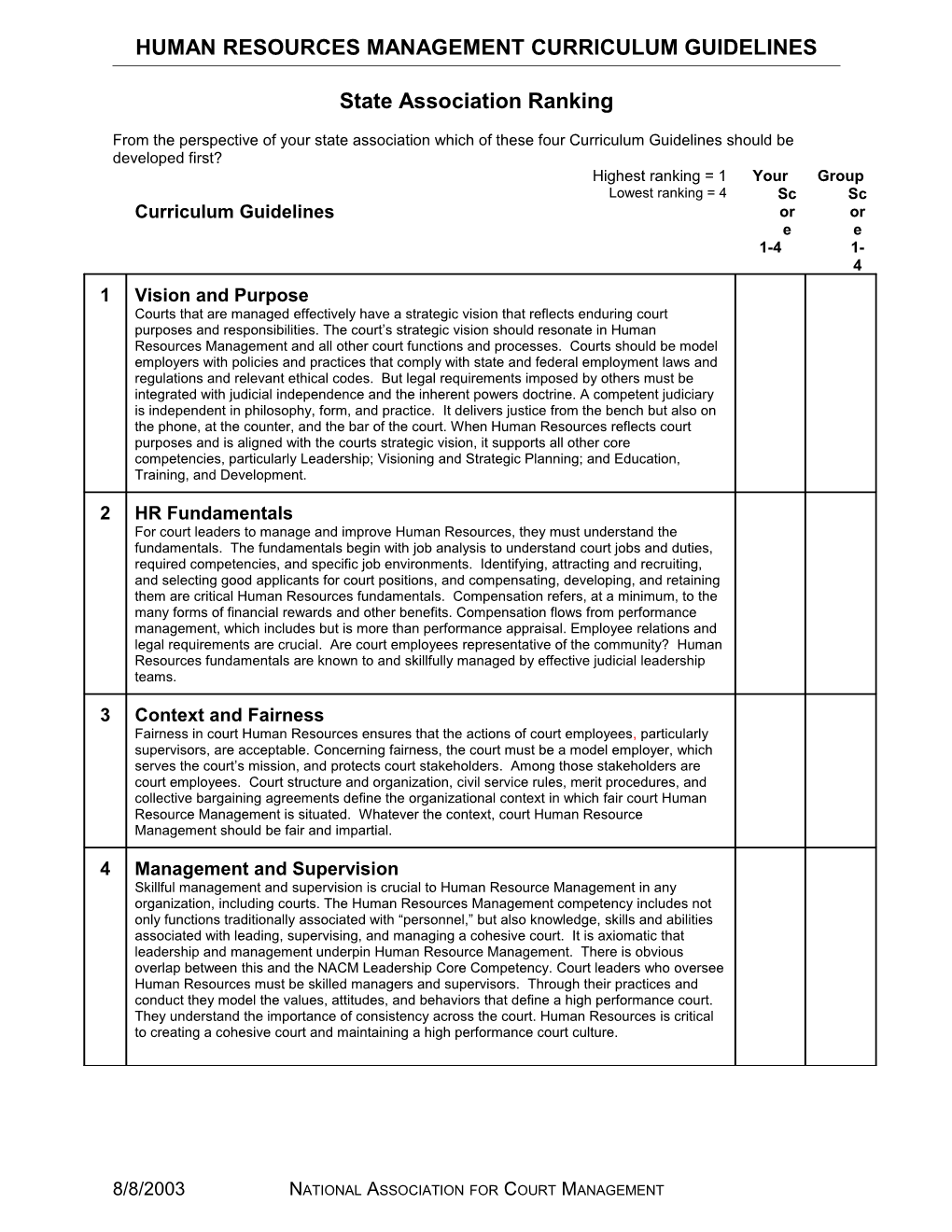 Caseflow Management Curriculum Guidelines