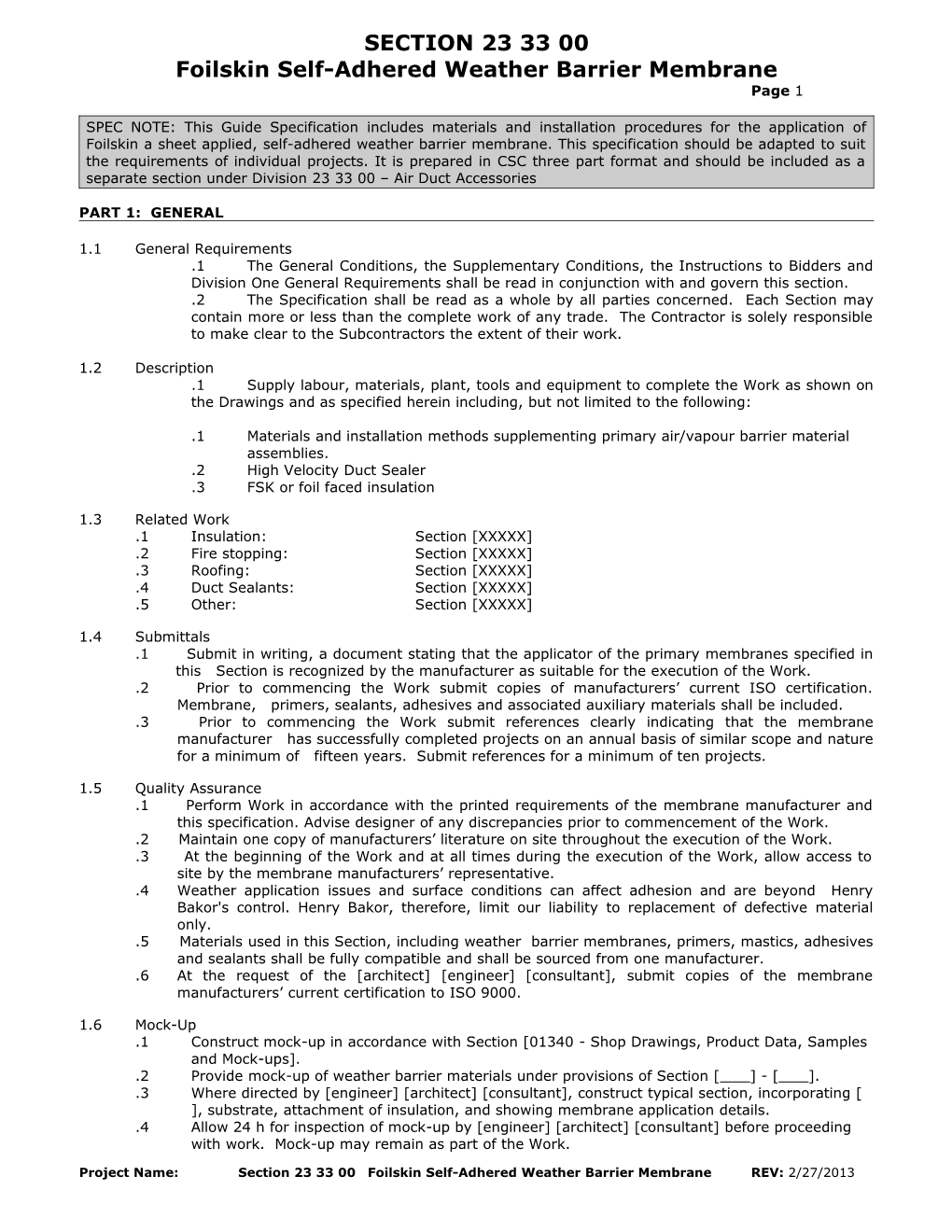 Modifiedplustm GUIDE SPECIFICATION