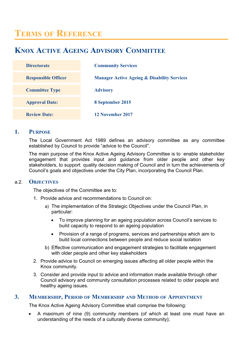 Knox Active Ageing Advisory Committee