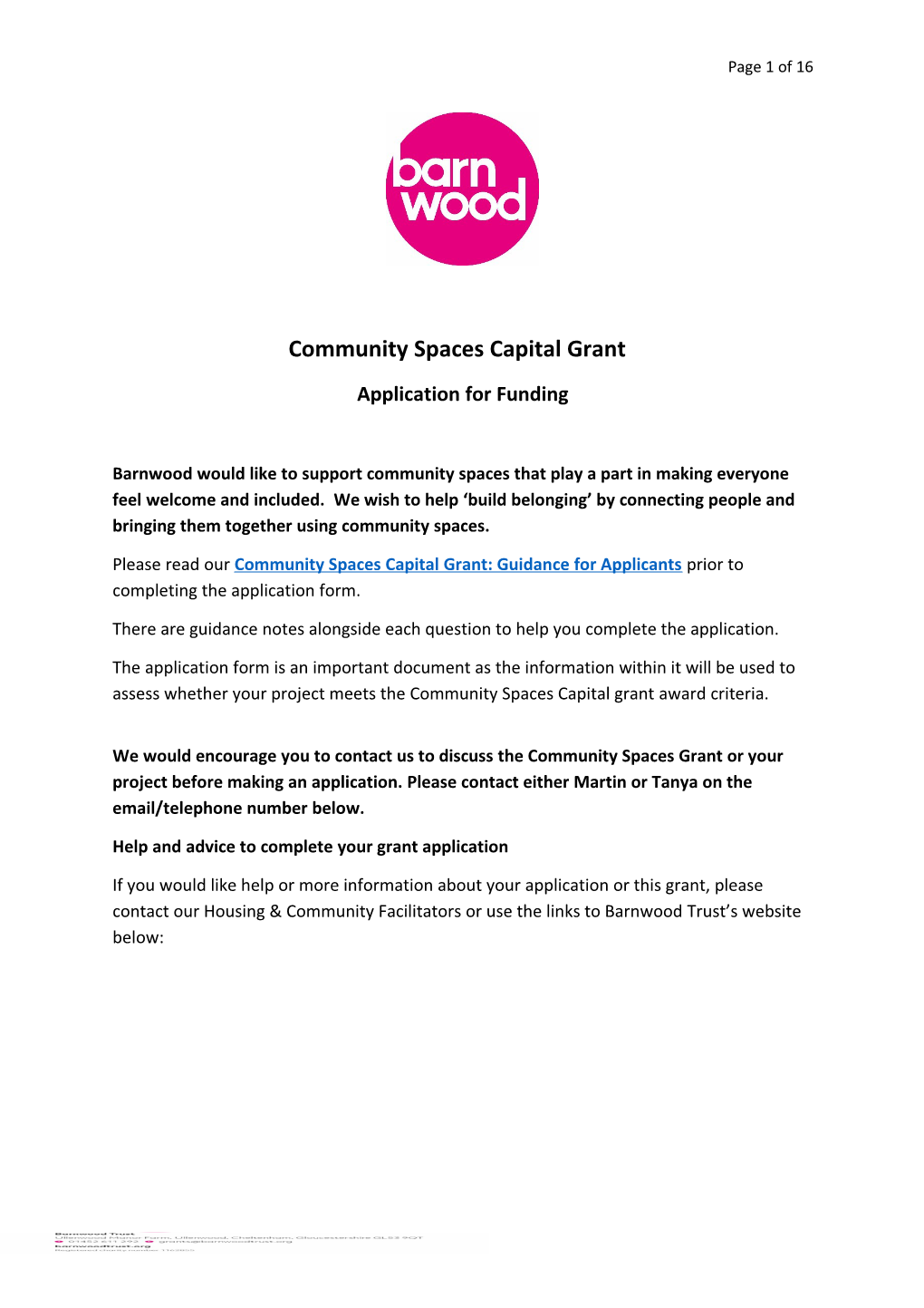 Community Spaces Capital Grant