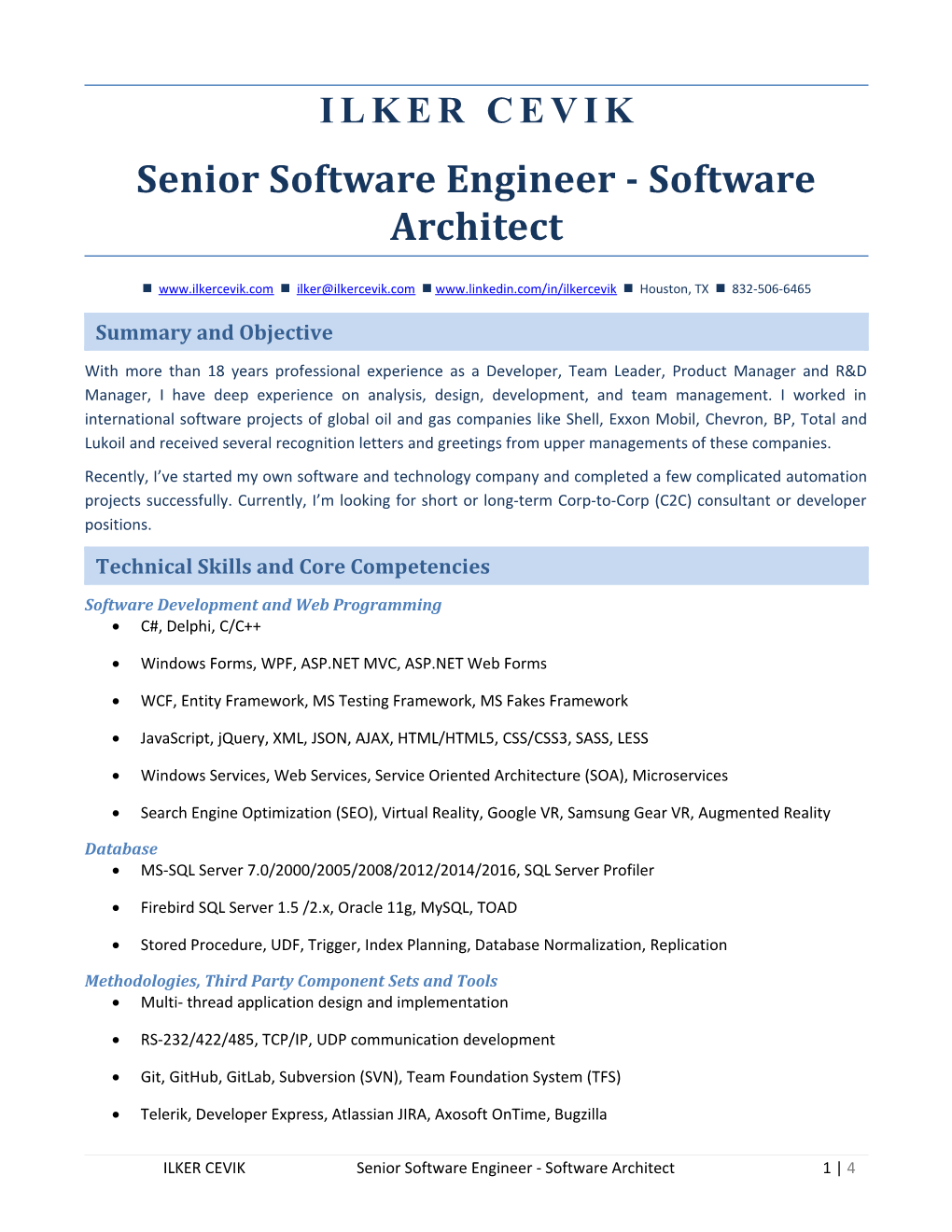 Senior Software Engineer - Software Architect