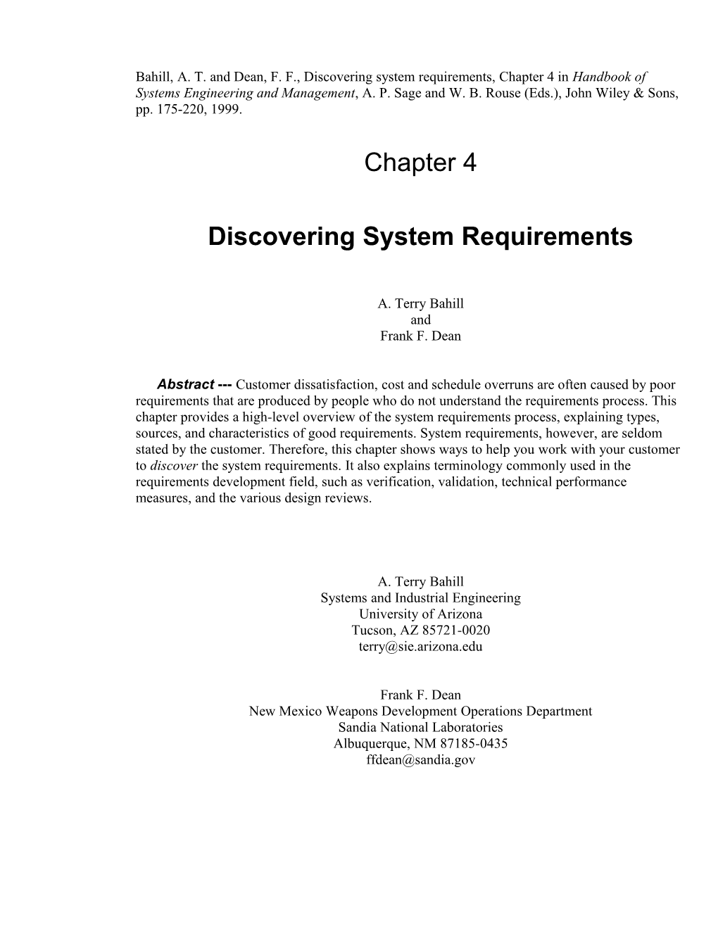 1 Discovering System Requirements