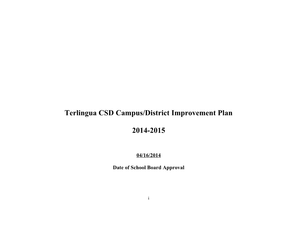 Terlingua CSD Campus/District Improvement Plan