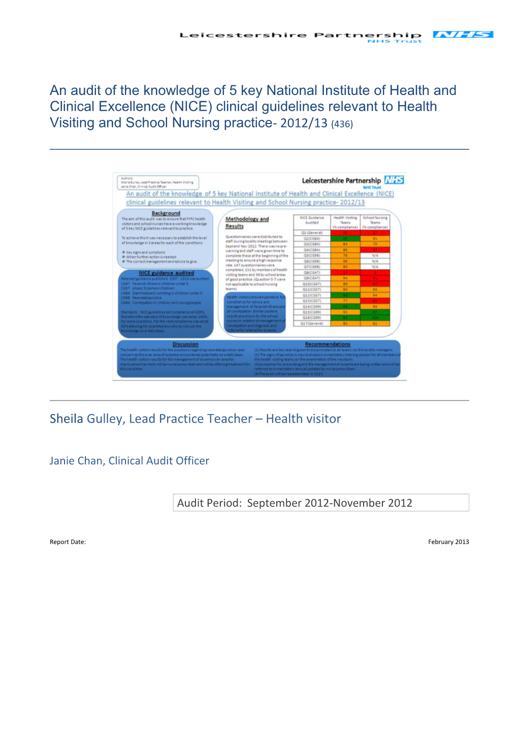Clinical Audit Template Report
