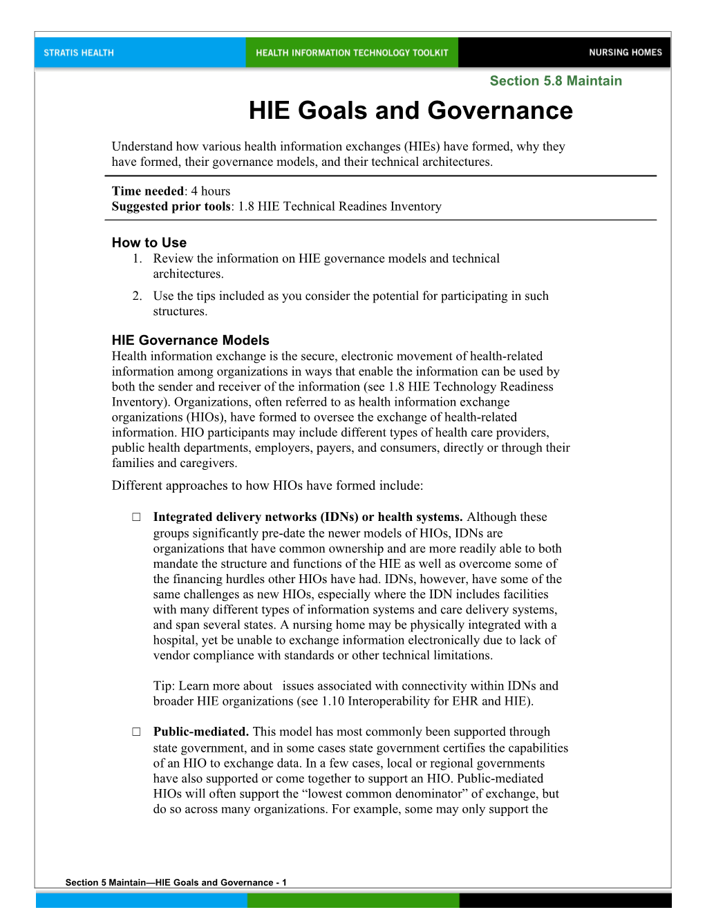 5 HIE Goals and Governance