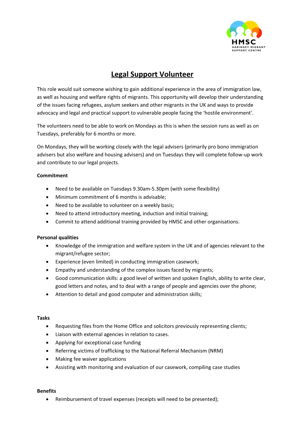 Legal Support Volunteer
