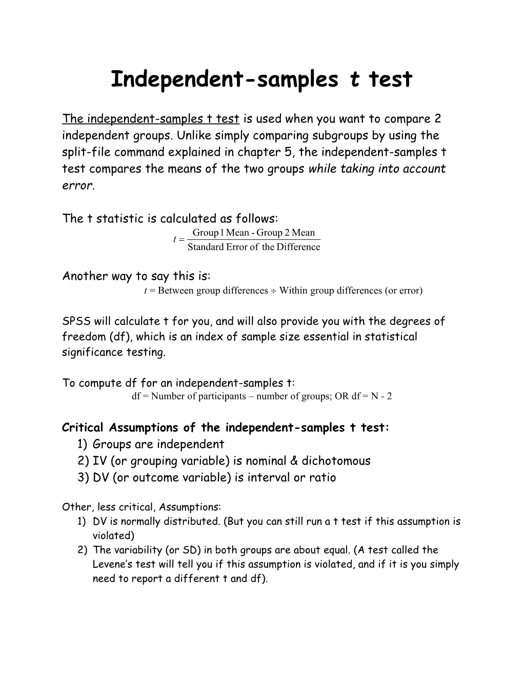 Independent-Samples T Test