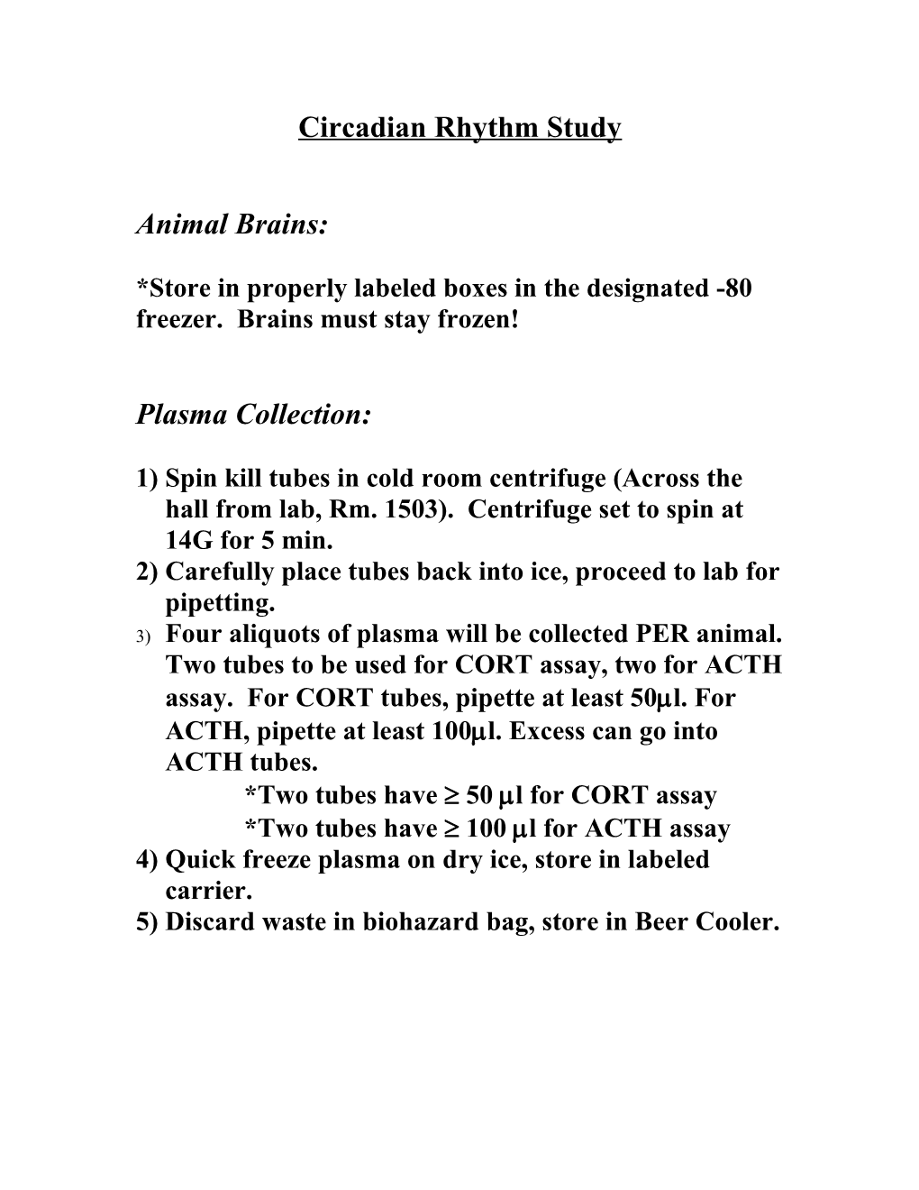 Circadian Rhythm Study