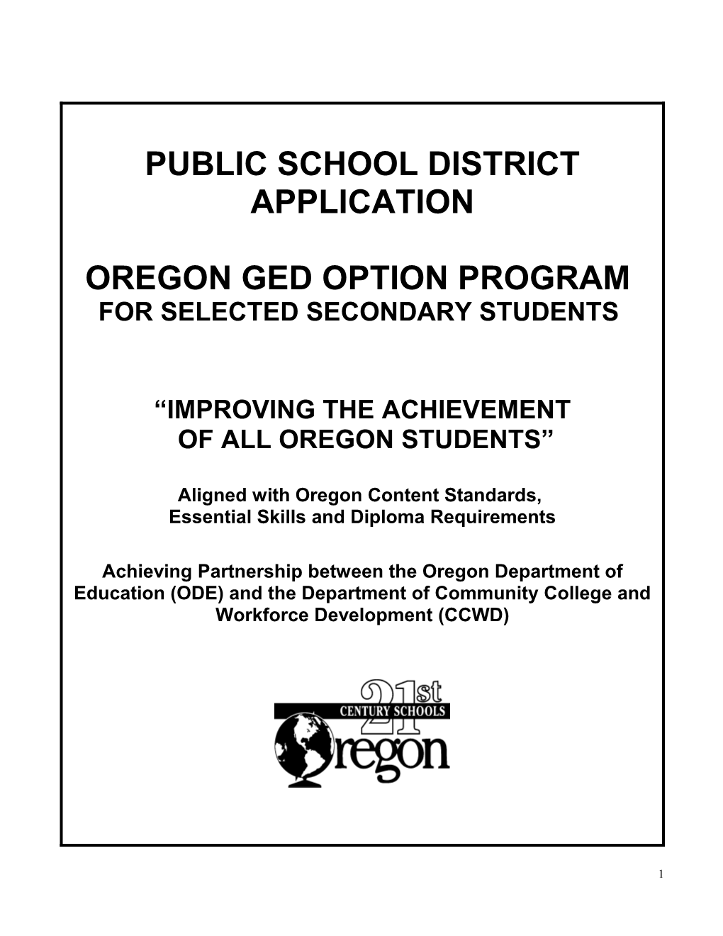 Oregon Ged Option Program