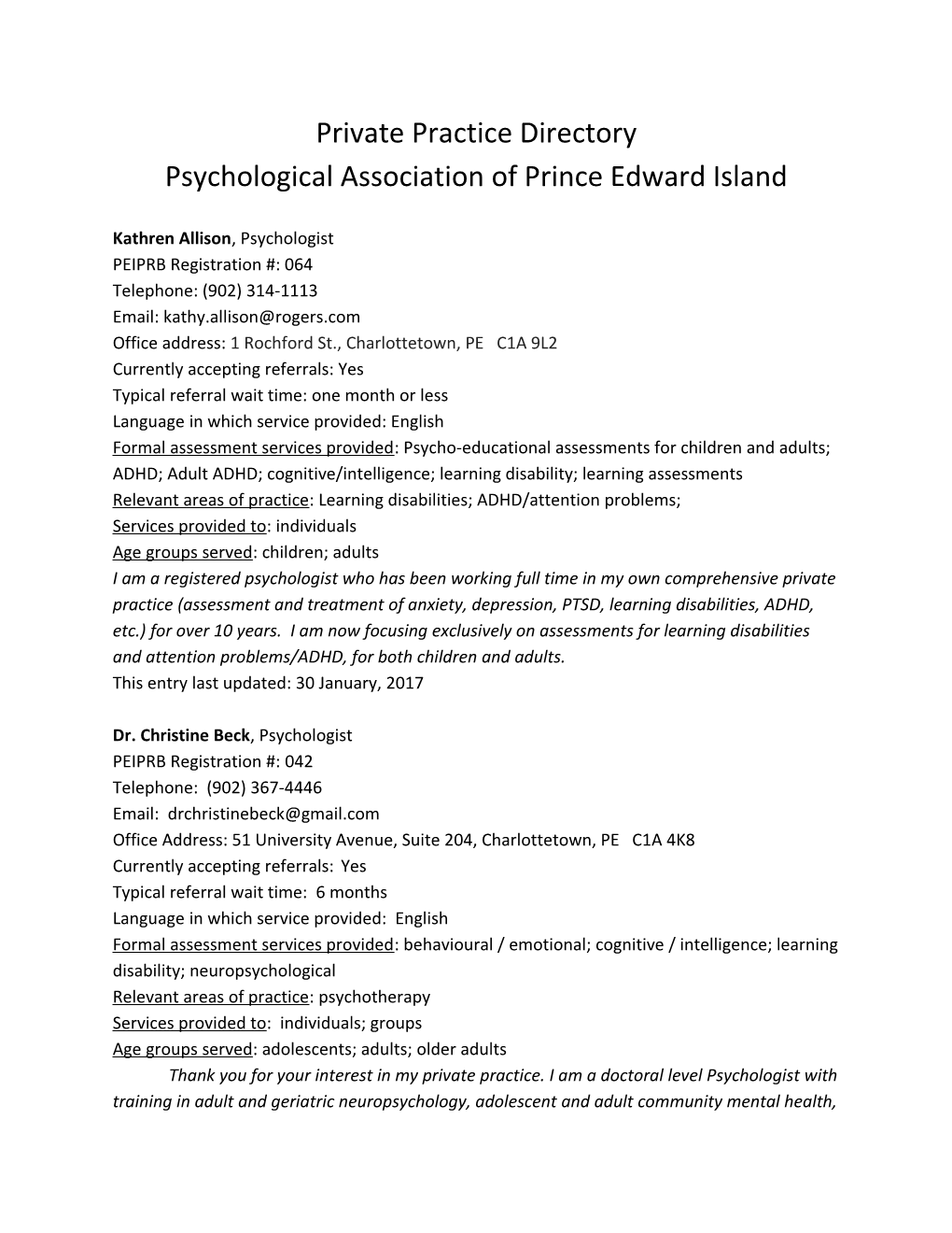 Psychological Association of Prince Edward Island