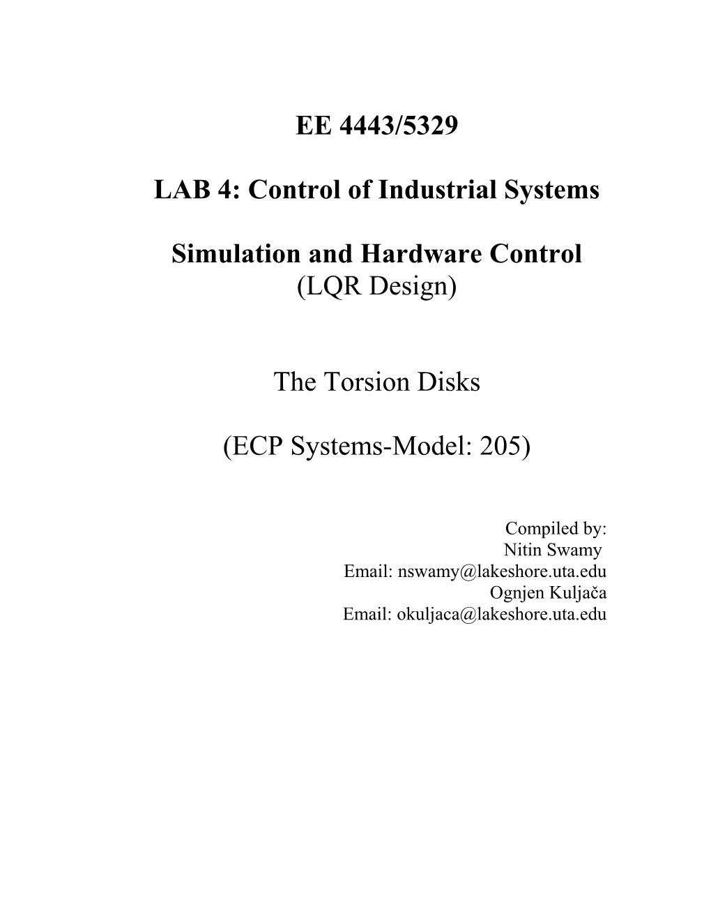 LAB 4: Control of Industrial Systems