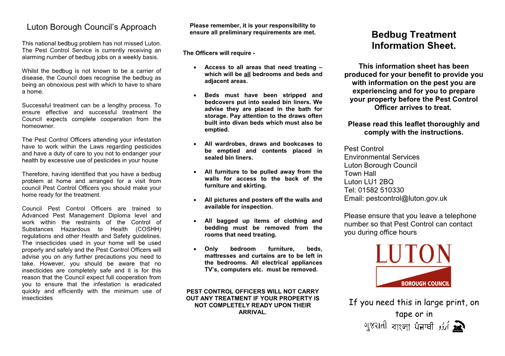 Bedbug Info - Leaflet Feb 2014