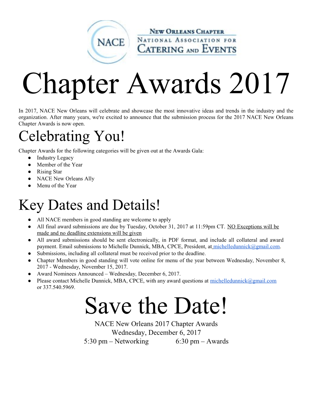 Chapter Awards 2017